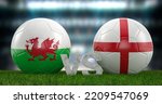 group B Wales vs England. 3d illustration.