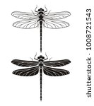 Dragonfly Silhouette Icons Set. ...