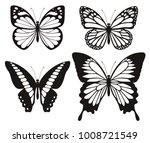 Butterfly Silhouette Icons Set. ...
