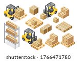 forklift cargo truck delivery... | Shutterstock .eps vector #1766471780