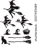 witch sticker black color... | Shutterstock .eps vector #2037455489