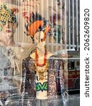 Small photo of New York City, USA - March 15, 2019: Spectacular window display at Bergdorf Goodman in NYC.
