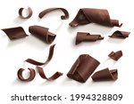                            Chocolate curls set. Isolated on white    