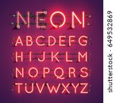 Red Neon Character Font Set On...