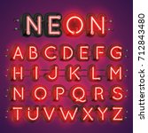 neon alphabet typography with... | Shutterstock .eps vector #712843480