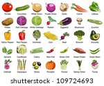 collection of 35 vegetables... | Shutterstock .eps vector #109724693