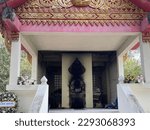 Small photo of CHIANG MAI, THAILAND- APRIL 20, 2023: Exterior architecture and building design at Buddhist Crematory (machine in which bodies are burned down to the bones), Thailand