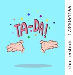 ta da slogan with cartoon style ... | Shutterstock .eps vector #1734064166