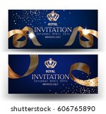 royal design banners with gold... | Shutterstock .eps vector #606765890