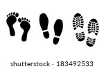 Shoe And Bare Foot Print Set