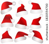 christmas santa claus hats on... | Shutterstock . vector #1820554700