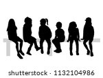 group of sitting children. | Shutterstock .eps vector #1132104986