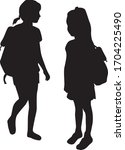 silhouettes of a children with... | Shutterstock .eps vector #1704225490