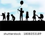 children black silhouette in... | Shutterstock . vector #1808353189