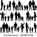 family silhouettes   large... | Shutterstock .eps vector #363896780