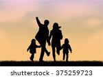 family silhouettes in nature. | Shutterstock .eps vector #375259723