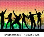 dancing people silhouettes.... | Shutterstock .eps vector #435358426