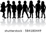 vector silhouette of children... | Shutterstock .eps vector #584180449