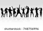 dancing people silhouettes.... | Shutterstock .eps vector #748756996