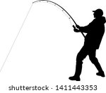 silhouette of angler with... | Shutterstock .eps vector #1411443353