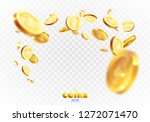 Realistic Gold Coins Explosion. ...