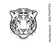 black and white tiger head.... | Shutterstock .eps vector #2067949793