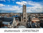 Small photo of Saint Bavo Cathedral (Sint-Baafskathedraal) and Sint-Baafsplein, aerial view from Belfry. Ghent, Belgium