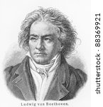 Small photo of Ludwig van Beethoven - Picture from Meyers Lexicon books written in German language. Collection of 21 volumes published between 1905 and 1909.