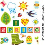 spring set of stickers made of... | Shutterstock .eps vector #250486303