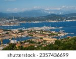 Panoramic view of La Spezia, Liguria, Italy, at summer