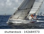 Many Yacht Sailing In Race
