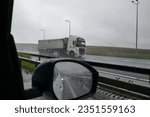 Small photo of M62 motorway Yorkshire England UK 08 02 2023 Traffic at a standstill due to a crash in the bad weather