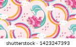 cute mermaid in the sky with... | Shutterstock .eps vector #1423247393