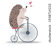 Cute Hedgehog With Bicycle...