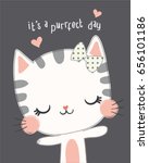 embroidery cute cat vector... | Shutterstock .eps vector #656101186