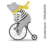 cute bear with bicycle.circus... | Shutterstock .eps vector #789184459
