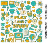 back to school doodle set.... | Shutterstock .eps vector #405281803