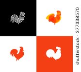 Rooster And Cock. Flat Design...