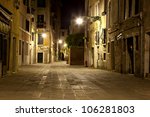  A Street In Venice In Night