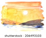 sketch of a sunset on... | Shutterstock . vector #206493103