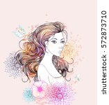 beautiful  women with abstract... | Shutterstock .eps vector #572873710