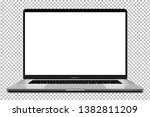 laptop with blank screen silver ... | Shutterstock .eps vector #1382811209