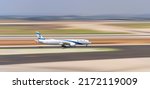 Small photo of Tel Aviv, Israel - 2022: El Al Aircraft Ground Running Before Takeoff - Airplane In Ben Gurion Airport, Tel Aviv, Israel