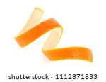 Single orange peel on a white background. Vitamin C, beauty health skin concept.