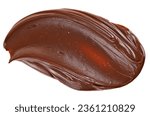 Small photo of Hazelnut cream isolated on a white background, top view. Cream chocolate spreading.