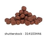 Cereal chocolate balls on white background