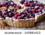 blueberry pie with raspberries, food close up