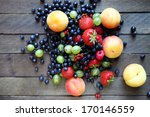 fresh berries on the table, top view, food closeup