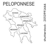 peloponnese vector map line... | Shutterstock .eps vector #2053991666