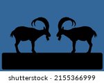 two bighorn male goats on chump ... | Shutterstock .eps vector #2155366999